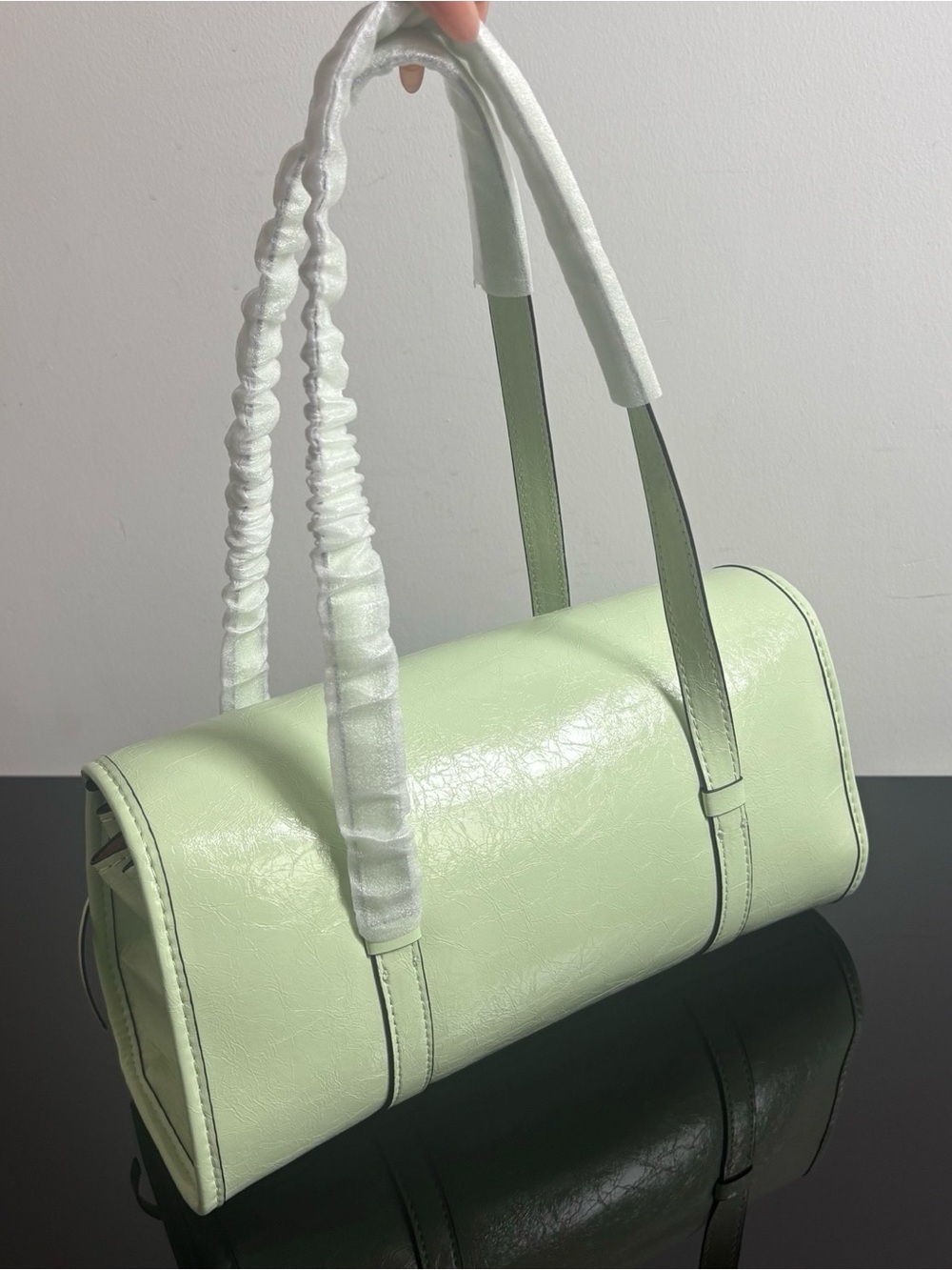 Coach Pale Mint Green Leather Shoulder Bag with Bow Straps - Picture 3 of 8